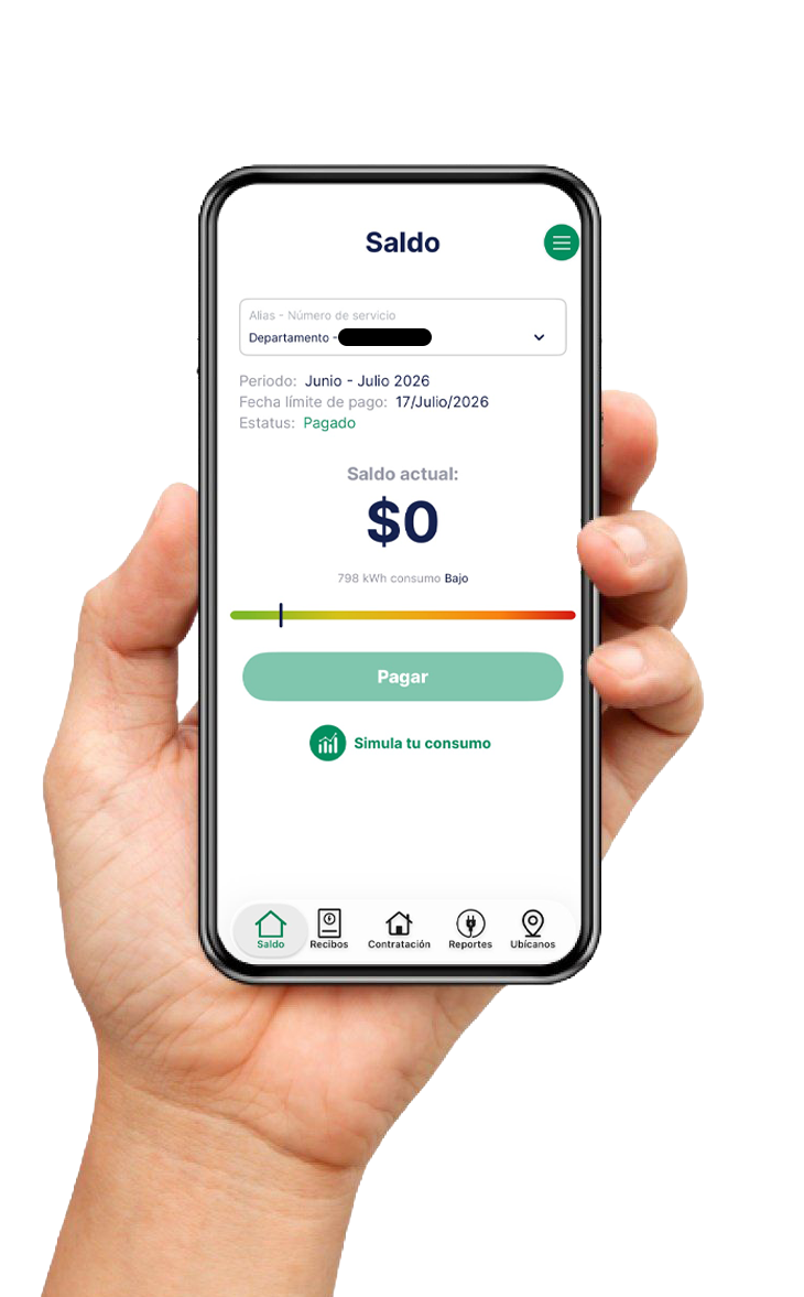 App CFE Contigo mostrando el consumo en kWh